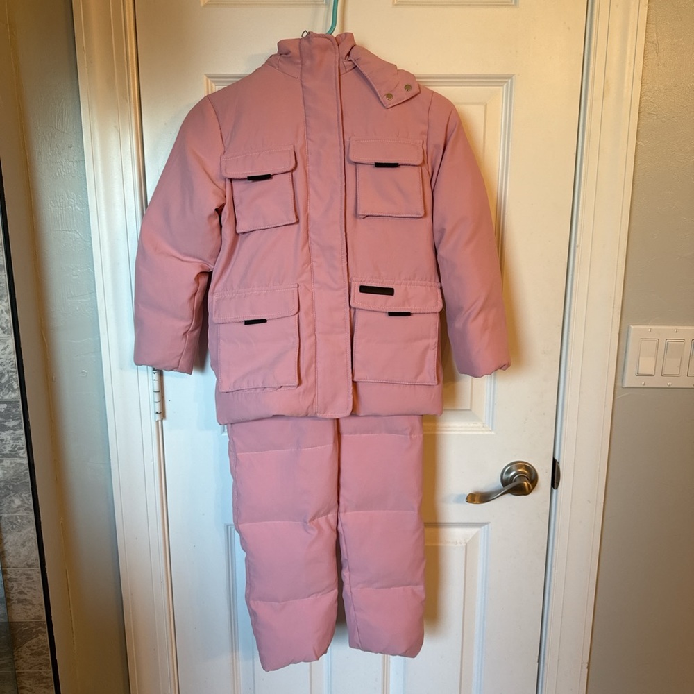 Pink Puffer Jacket and Pants Set